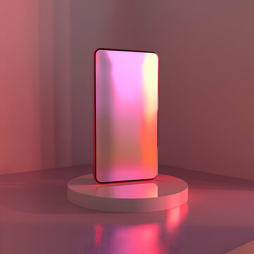empty glass showcase Pink Smartphone Mockup on a Pastel Platform