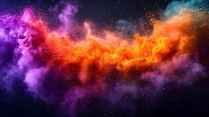 Fototapeta premium Vibrant colored powder explosion in dark space