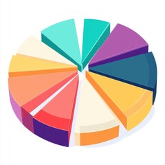 Obraz premium Colorful pie chart representing data visualization in a modern graphic style.