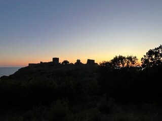 sunset over the castle