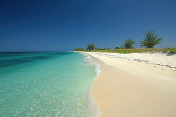 A stunning beach scene featuring Andros Island in the Bahamas, showcasing its turquoise waters.