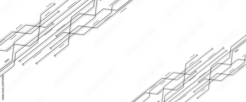 Poster Vector social network and connecting concept. Digital technology futuristic internet network speed connection white background.