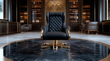 Luxurious billionaire study featuring a grand library with vintage decor and high-end furniture