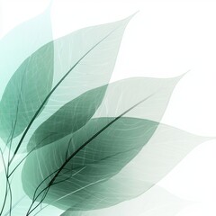 Obraz premium Translucent green leaves create a serene and calming atmosphere in soft hues.