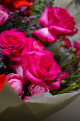 Beautiful Bouquet of magenta fuchsia color roses