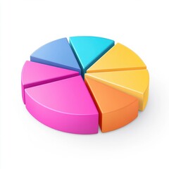 Obraz premium Colorful pie chart segments in vibrant hues on a bright background.