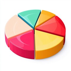 Obraz premium Colorful pie chart segments symbolizing data analysis and business metrics.