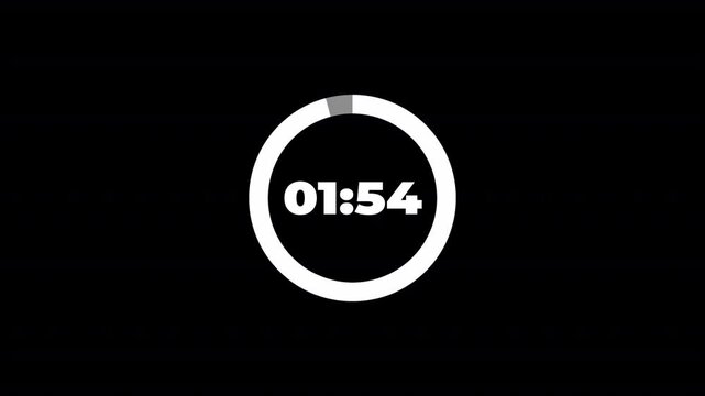 2 minutes circle countdown, two minute timer countdown animation, animation on two minutes round circle countdown on a transparent background.	