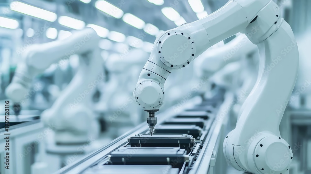 Aufkleber advanced robotic arm operating in an automated manufacturing facility, highlighting industrial autom