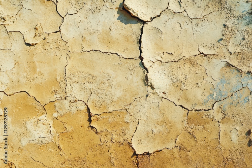 Aufkleber cracked and weathered wall texture revealing earthy tones and patterns in natural light. generative 