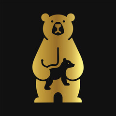Metallic Gold Bear Badge: Classic and Majestic
