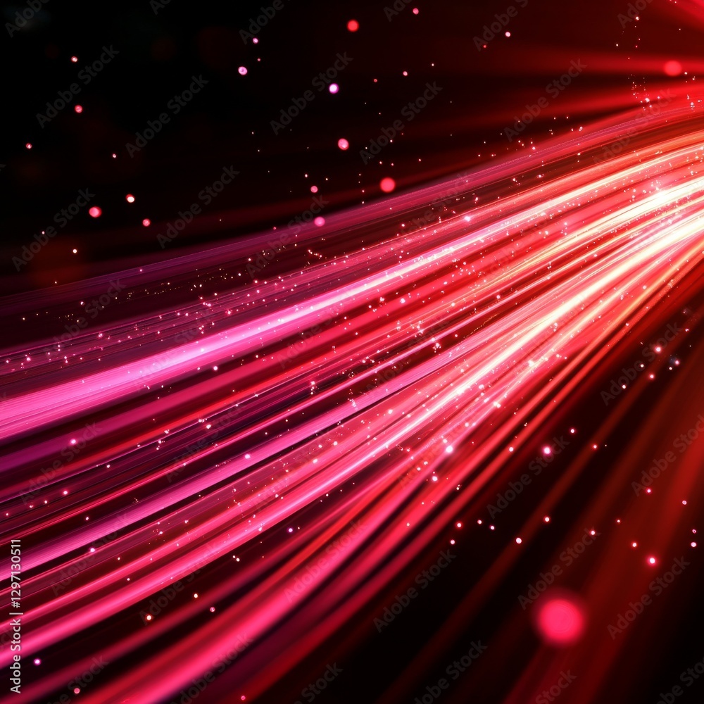Poster Abstract Red Light Streaks with Bokeh - A Modern and Dynamic Background for Design Projects.