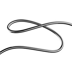 Metallic squiggle line shape isolated. Futuristic metal tangled line design element, abstract metal curve 3d rendering