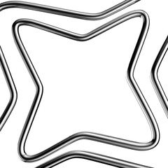 Metallic line frame 3D shape isolated. Futuristic chrome wavy line border, abstract bent curve