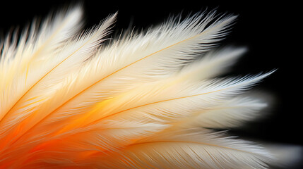 Obraz premium A vibrant display of soft, feathery textures in shades of orange and white, set against a dark background, creating a striking visual contrast.