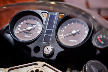 Close-Up of Motorcycle Speedometer and Tachometer Display