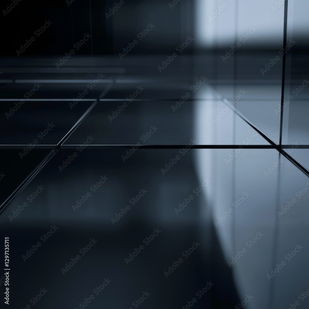 Aufkleber reflections on the grid: an abstract study of light and shadow on dark surface