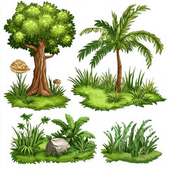 jungle plants isolated