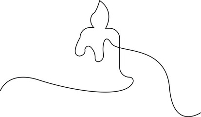 Continuous line drawing of a candle, burning candle one line candle icon on white background, Vector illustration. 