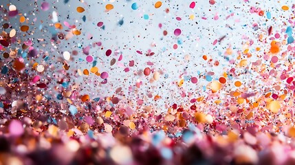 Colorful confetti falling creating a festive scene