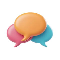 3D Group Chat Icon with Speech Bubbles on Transparent Background