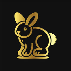 Abstract Golden Bunny Emblem: Creative and Unique
