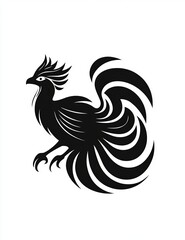 Fototapeta premium Logo of a rooster with intricate feather designs.