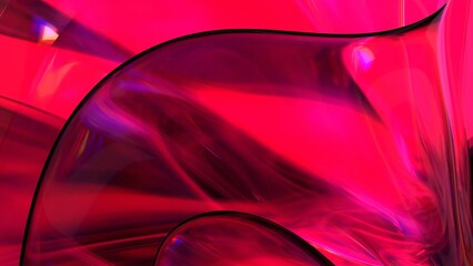 3D red translucent abstract wave wallpaper background. Shiny curved organic shape layer design for banners and covers. Wavy transparent glossy glass shader. Modern clean minimal digital render