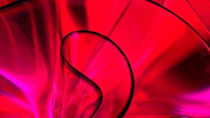 3D red translucent abstract wave wallpaper background. Shiny curved organic shape layer design for banners and covers. Wavy transparent glossy glass shader. Modern clean minimal digital render