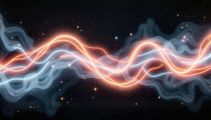 Fototapeta premium Celestial wave of light particles in space, cosmic beauty