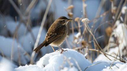 bird on winter snow wildlife