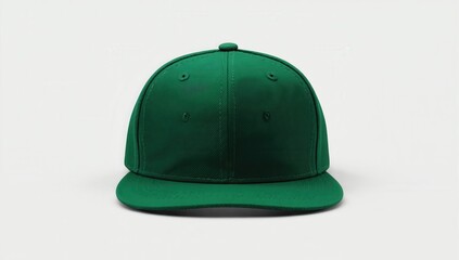Green baseball cap with a flat brim displayed against a neutral background, perfect for customization, branding, or casual wear, ideal for sports teams, streetwear, or festive occasions