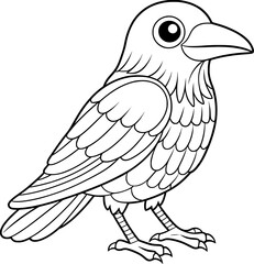 Obraz premium Crow Portrait Coloring Page – Black and White