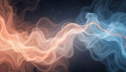 Obraz premium Ethereal nebula swirl in soft peach and blue, celestial beauty