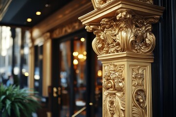 Obraz premium Ornate baroque ornamentation adorning a grand entryway showcases intricate craftsmanship and historic elegance