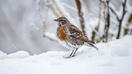 bird on winter snow wildlife