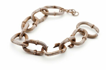 Obraz premium Broken chain link isolated on white background raw style 3d visualization