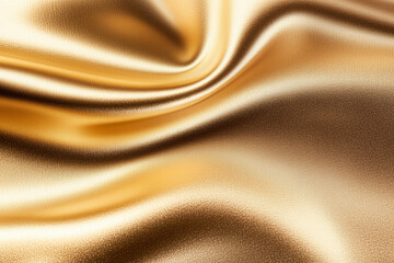  Close-up of gold fabric with a wavy texture.
