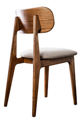 Vintage wooden chair with elegant curved backrest and soft fabric seat. Stylish and timeless...