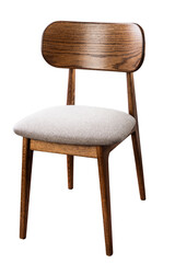 Vintage wooden chair with elegant curved backrest and soft fabric seat. Stylish and timeless furniture piece perfect for home, office, or café interiors. Classic mid-century modern design with wood.