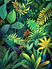 Lush Tropical Foliage A Vibrant Jungle Wallpaper
