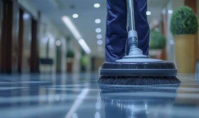 Professional Floor Cleaning Machine Polishing Shiny Surface Modern Building Interior Cleaning Service Shine Glossy      