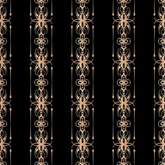 Vintage seamless pattern, gold and black 