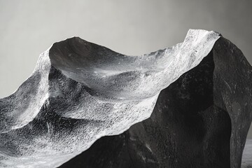 Abstract Black and White Stone Sculpture Textured Mountain Form
