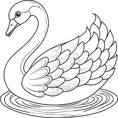 Obraz premium Swan Coloring Page – Black and White Line Art