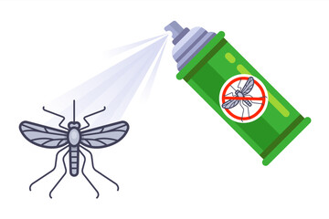 Spray mosquito repellent. Spray aerosol in the room. Kill insects.