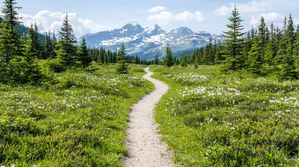 Fototapeta premium Mountain Trail Path Through Meadow