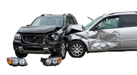  traffic accident with a SUV and a silver car isolated on transparent background, Car Accident PNG 