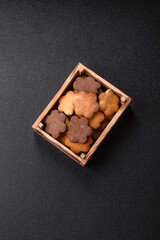 Ginger sweet cookies in yellow and brown color