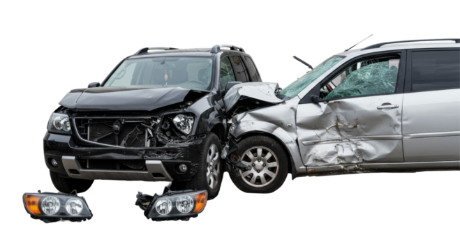  traffic accident with a SUV and a silver car isolated on transparent background, Car Accident PNG 